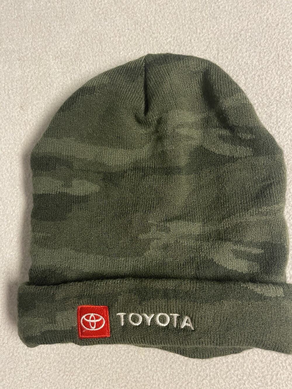 Toyota Camo Knit Beanie Hat Cuffed Embroidered Red Logo Winter Skull Cap